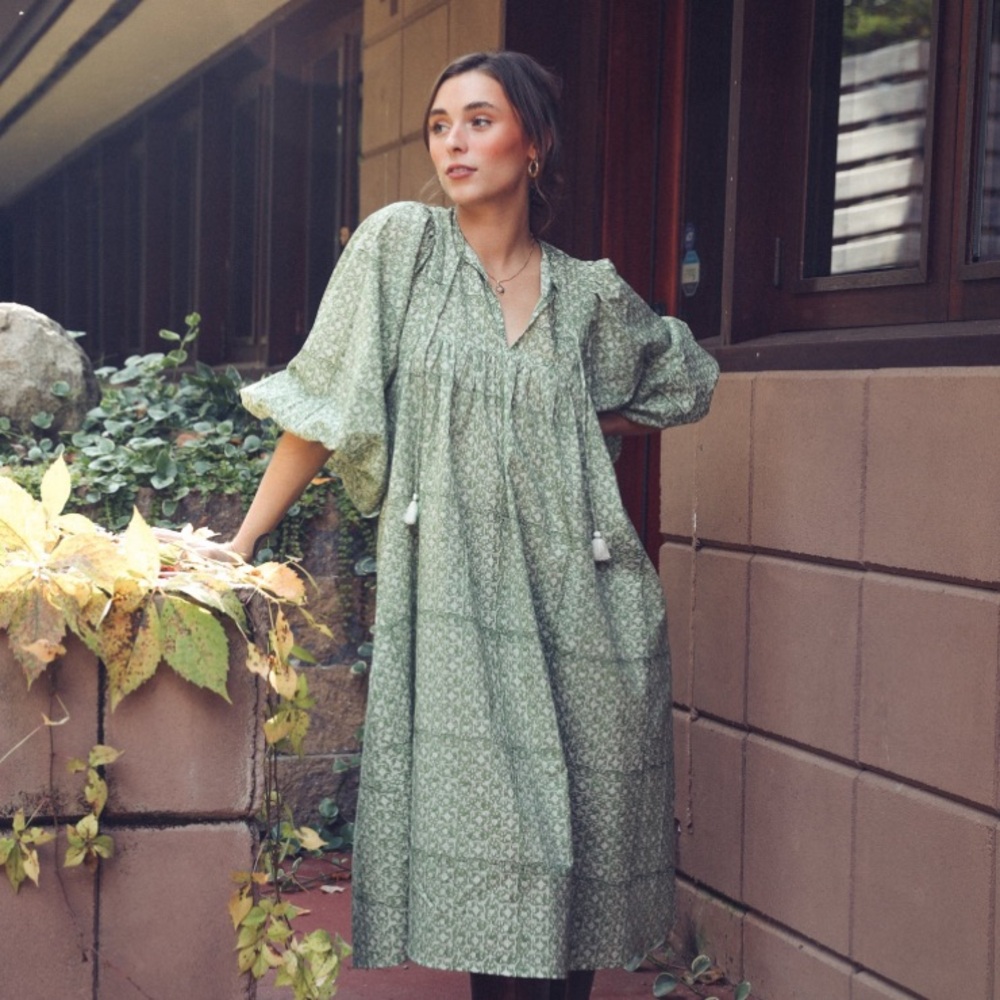 Mille Michelle dress in green trellis color